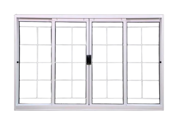 Janela De Correr 4 Folhas Com Grade 150X100 Aço Pintado